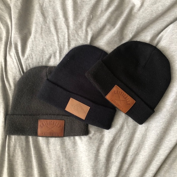 ASOS Other - Pack of 3 leather patch beanies
